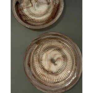 Two Perfect Art Deco 1930s Davidson Amber Cloud Glass Plates with Purple Hue